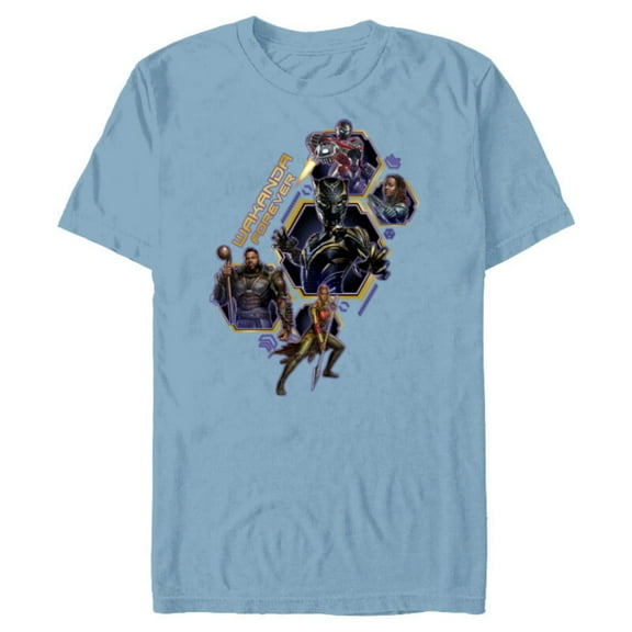 Marvel Black Panther: Wakanda Forever Protectors of Wakanda - Short Sleeve Blended T-Shirt for Adults - Customized-Ocean Blue