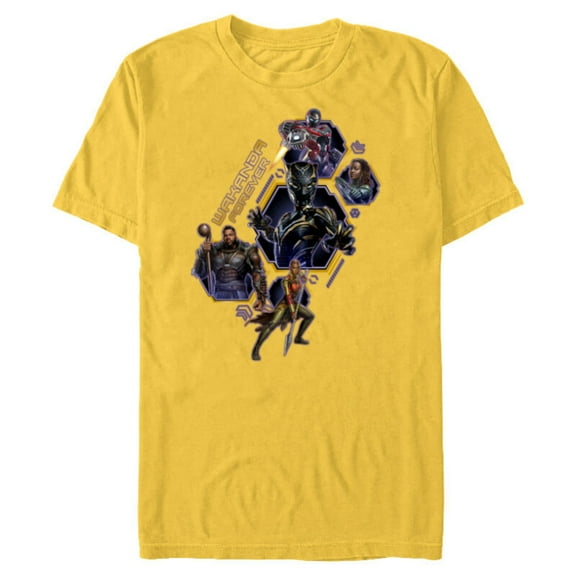 Marvel Black Panther: Wakanda Forever Protectors of Wakanda - Short Sleeve Blended T-Shirt for Adults - Customized-Yellow