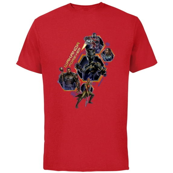 Marvel Black Panther: Wakanda Forever Protectors of Wakanda - Short Sleeve Cotton T-Shirt for Adults - Customized-Red
