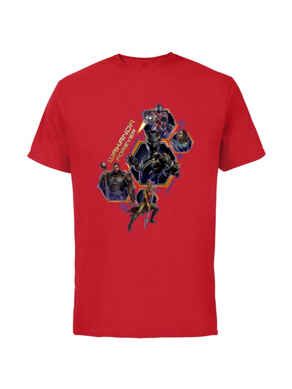 Black Panther: Wakanda Forever Protectors of Wakanda - Short Sleeve Cotton T-Shirt for Adults - Customized-Red