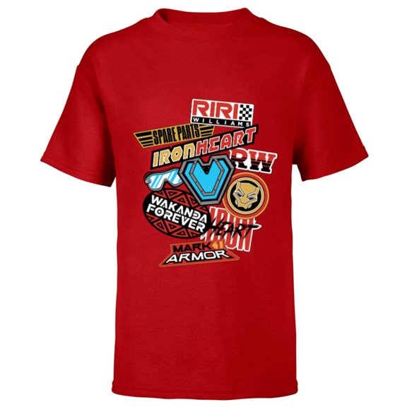 Marvel Black Panther: Wakanda Forever Riri Ironheart Sticker - Short Sleeve T-Shirt for Kids - Customized-Red