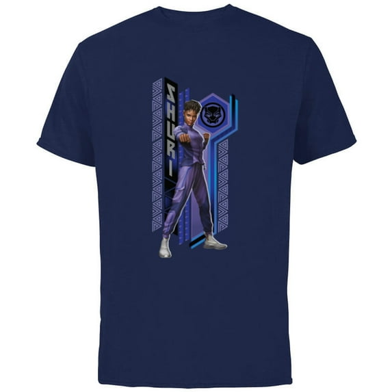 Marvel Black Panther: Wakanda Forever Shuri Fist Pose - Short Sleeve Cotton T-Shirt for Adults - Customized-Navy