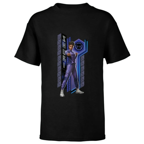 Marvel Black Panther: Wakanda Forever Shuri Fist Pose - Short Sleeve T-Shirt for Kids - Customized-Black