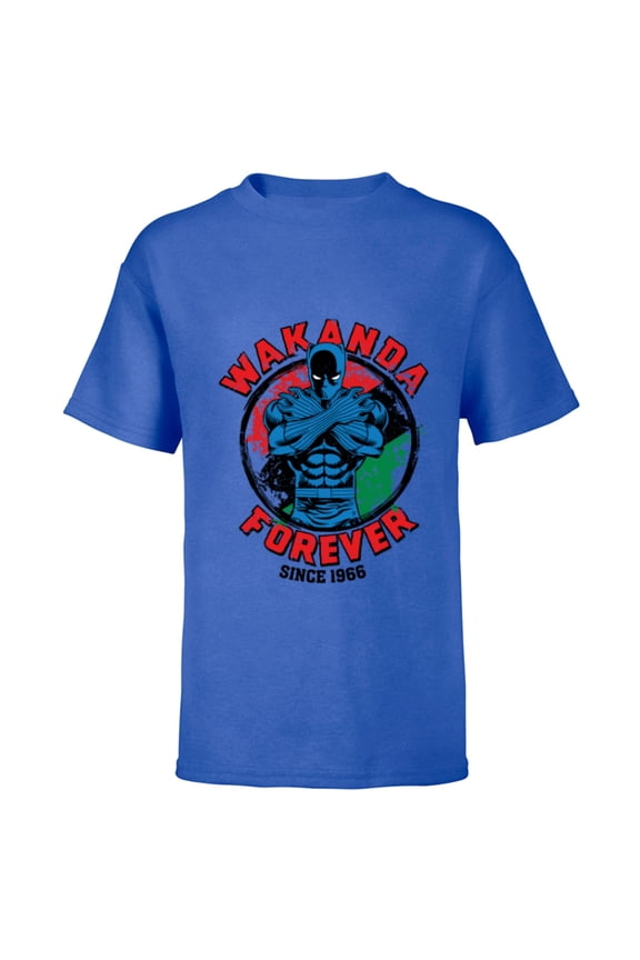 Black Panther Wakanda Forever Since 1966 - Short Sleeve T-Shirt for Kids - Customized-Royal