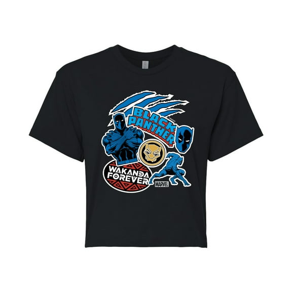 Marvel Black Panther - Wakanda Forever Sticker - Juniors Cropped Tee