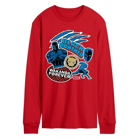 Marvel Black Panther - Wakanda Forever Stickers - Men's Long Sleeve Graphic T-Shirt