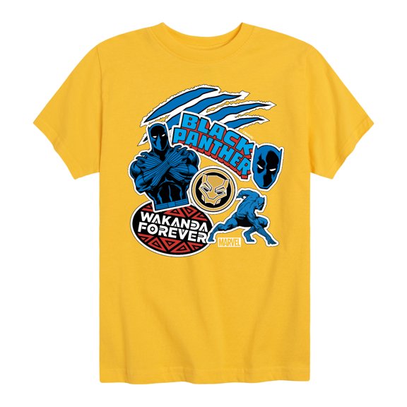 Marvel Black Panther - Wakanda Forever Stickers - Toddler And Youth Short Sleeve Tee