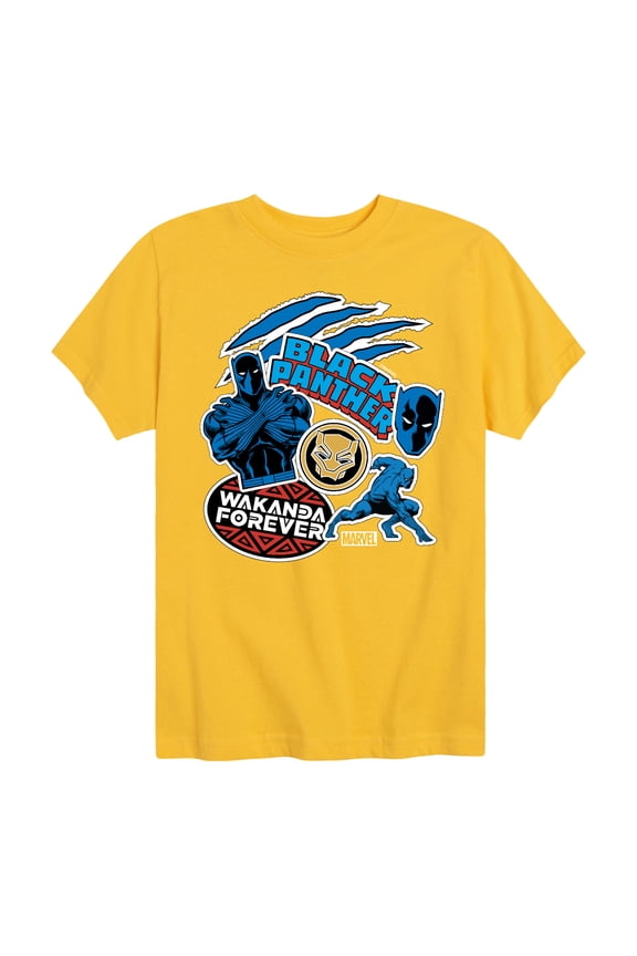 Black Panther - Wakanda Forever Stickers - Toddler And Youth Short Sleeve Tee