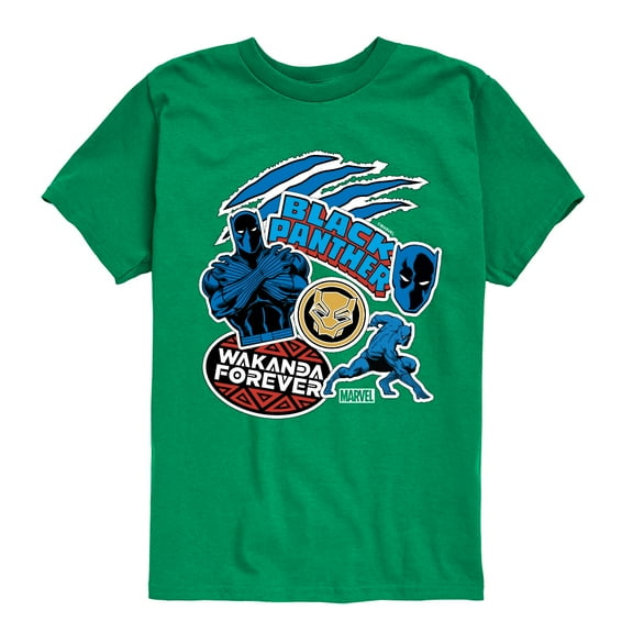 Marvel Black Panther - Wakanda Forever Stickers - Toddler And Youth Short Sleeve Tee