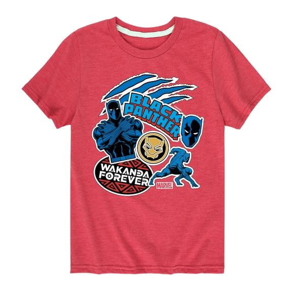 Marvel Black Panther - Wakanda Forever Stickers - Toddler And Youth Short Sleeve Tee