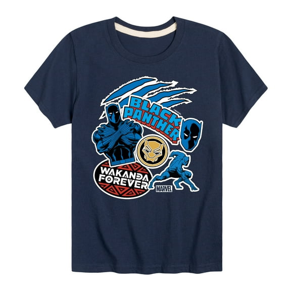 Marvel Black Panther - Wakanda Forever Stickers - Toddler And Youth Short Sleeve Tee