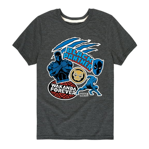 Marvel Black Panther - Wakanda Forever Stickers - Toddler And Youth Short Sleeve Tee