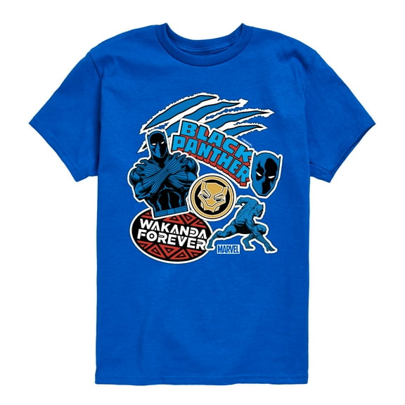 Marvel Black Panther - Wakanda Forever Stickers - Toddler And Youth Short Sleeve Tee
