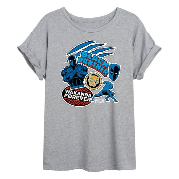 Marvel Black Panther - Wakanda Forever Stickers - Women's Oversized Graphic T-Shirt