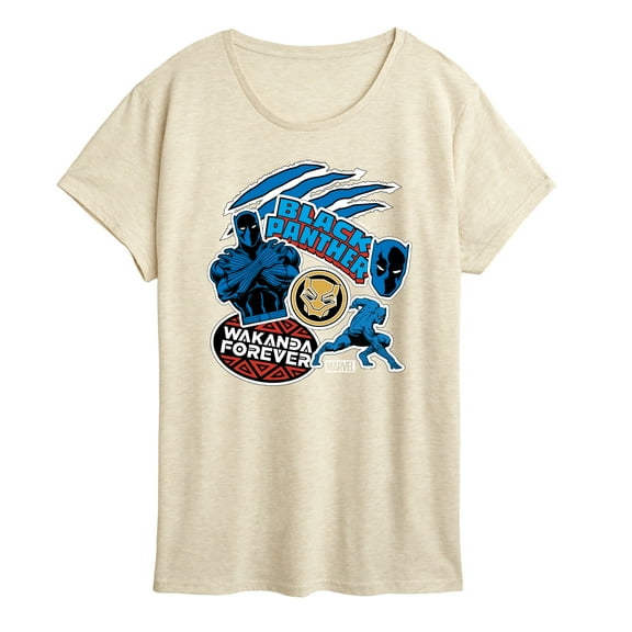 Marvel Black Panther - Wakanda Forever Stickers - Women's Short Sleeve Graphic T-Shirt