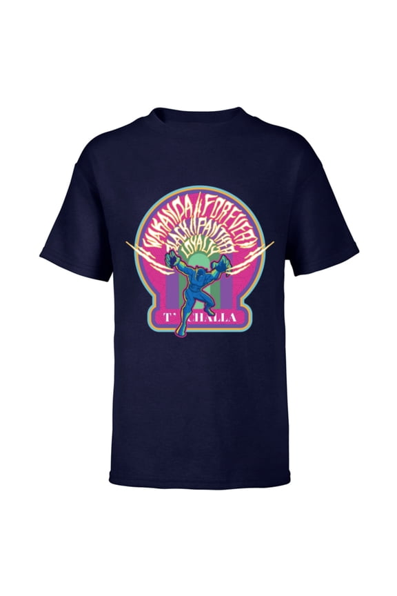 Black Panther Wakanda Forever T’Challa Loyalty Comic - Short Sleeve T-Shirt for Kids - Customized-Navy