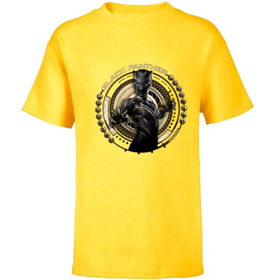 Marvel Black Panther: Wakanda Forever The Panther Lives - Short Sleeve T-Shirt for Kids - Customized-Yellow