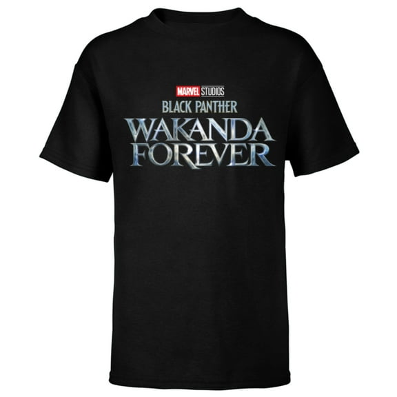 Marvel Black Panther: Wakanda Forever Theatrical Logo - Short Sleeve T-Shirt for Kids - Customized-Black