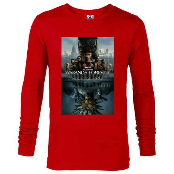 Marvel Black Panther: Wakanda Forever Two Worlds Reflection - Long Sleeve T-Shirt for Men - Customized-New Red