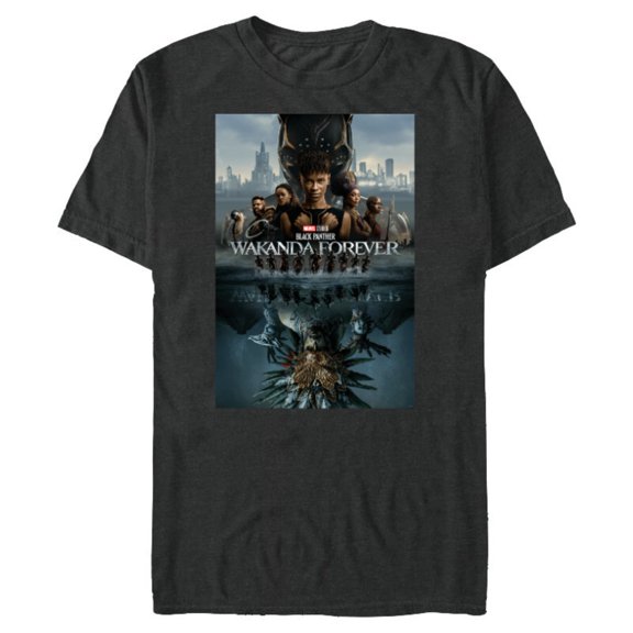 Marvel Black Panther: Wakanda Forever Two Worlds Reflection - Short Sleeve Blended T-Shirt for Adults - Customized-Dark Heather