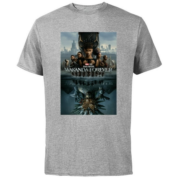 Marvel Black Panther: Wakanda Forever Two Worlds Reflection - Short Sleeve Cotton T-Shirt for Adults - Customized-Athletic Heather