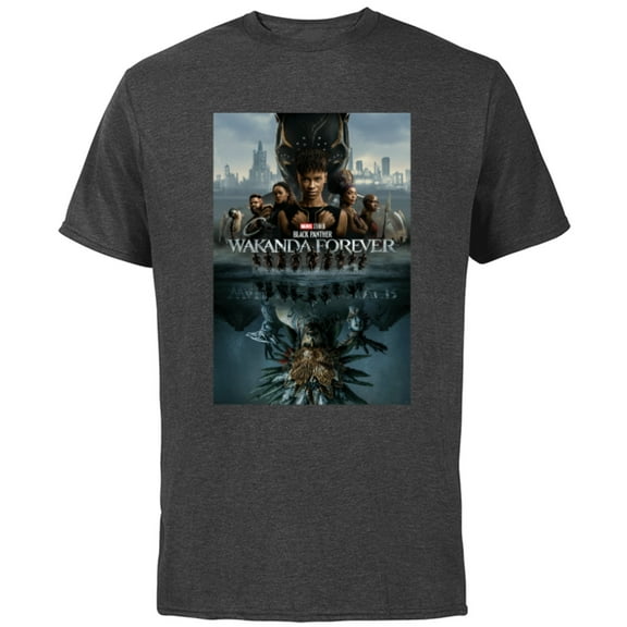 Marvel Black Panther: Wakanda Forever Two Worlds Reflection - Short Sleeve Cotton T-Shirt for Adults - Customized-Charcoal
