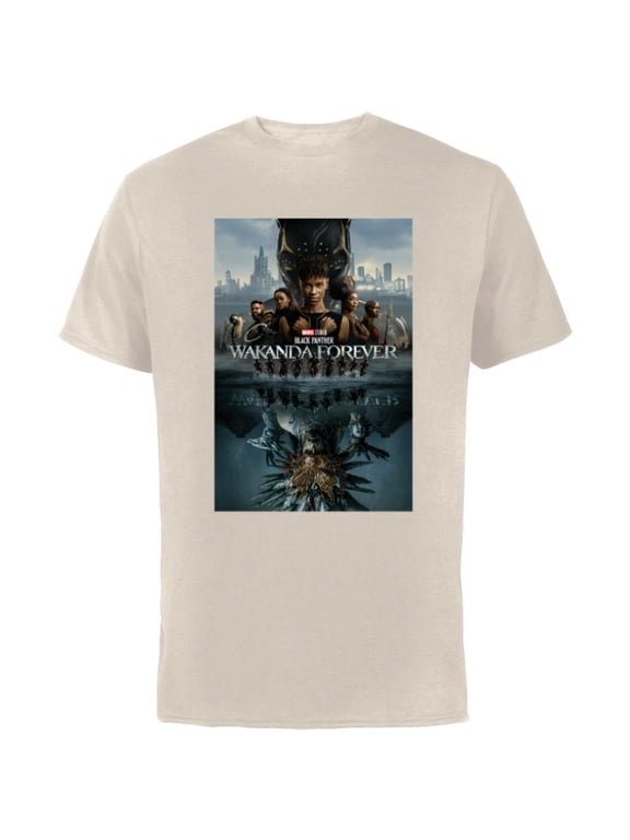 Black Panther: Wakanda Forever Two Worlds Reflection - Short Sleeve Cotton T-Shirt for Adults - Customized-Natural