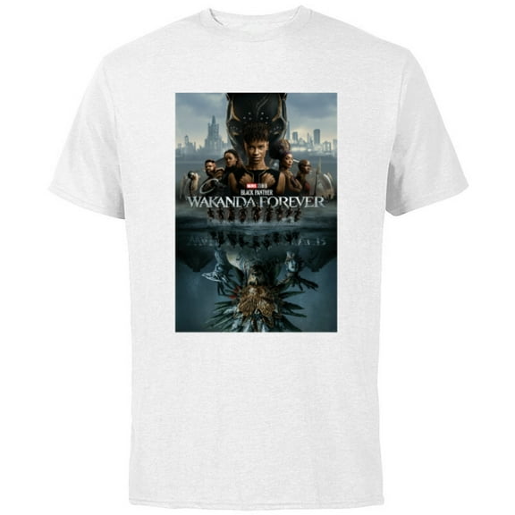 Marvel Black Panther: Wakanda Forever Two Worlds Reflection - Short Sleeve Cotton T-Shirt for Adults - Customized-White