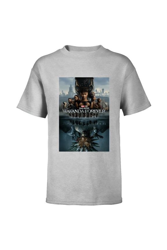 Black Panther: Wakanda Forever Two Worlds Reflection - Short Sleeve T-Shirt for Kids - Customized-Athletic Heather