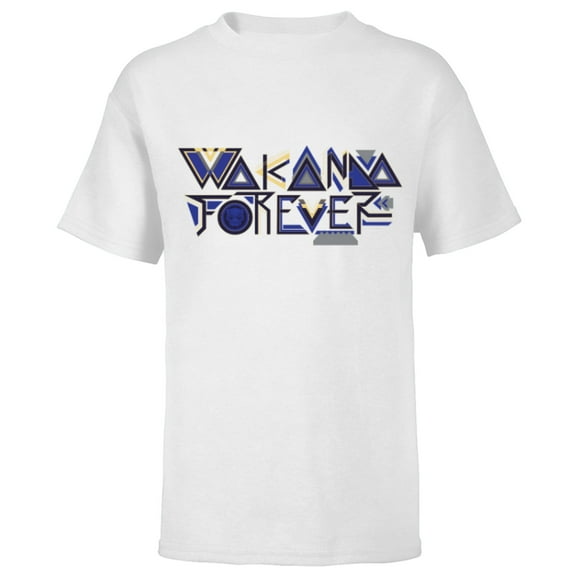 Marvel Black Panther: Wakanda Forever Wakandan Icon Title - Short Sleeve T-Shirt for Kids - Customized-White