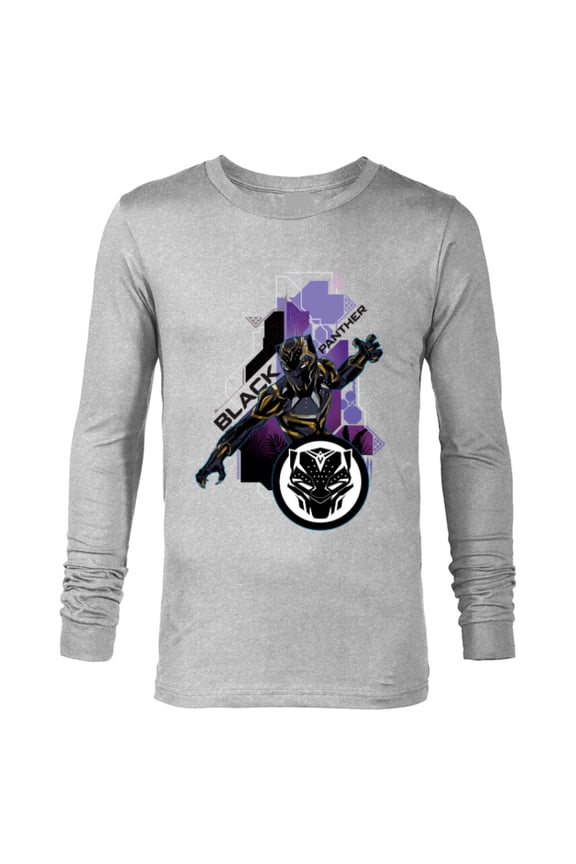 Black Panther Wakanda Tech Suit and Panther Mask Icon - Long Sleeve T-Shirt for Men - Customized-Athletic Heather