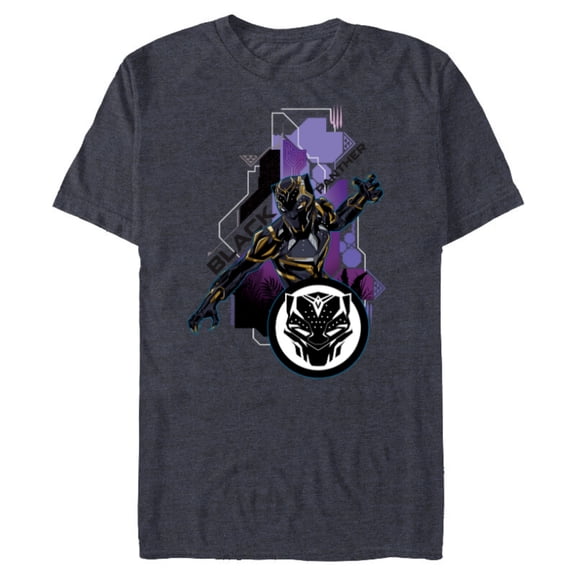 Marvel Black Panther Wakanda Tech Suit and Panther Mask Icon - Short Sleeve Blended T-Shirt for Adults - Customized-Navy Heather