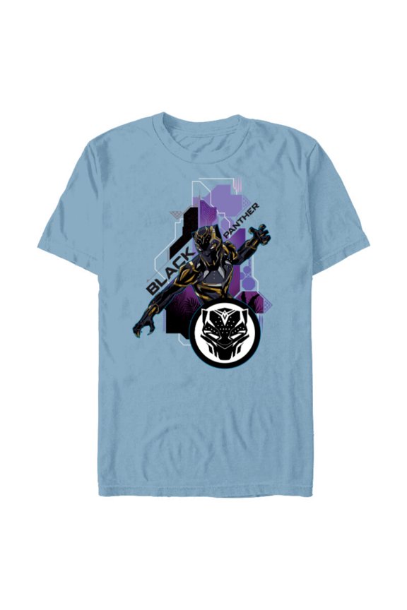 Black Panther Wakanda Tech Suit and Panther Mask Icon - Short Sleeve Blended T-Shirt for Adults - Customized-Ocean Blue