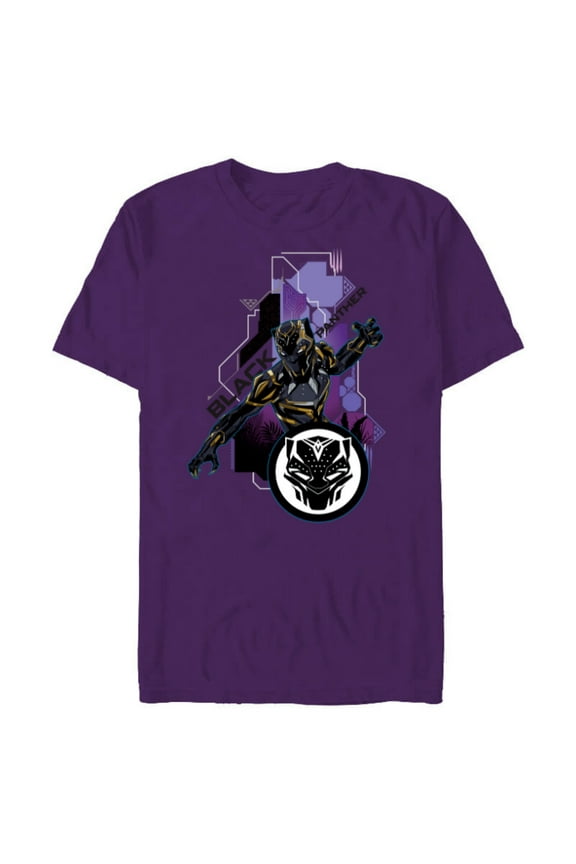 Black Panther Wakanda Tech Suit and Panther Mask Icon - Short Sleeve Blended T-Shirt for Adults - Customized-Purple