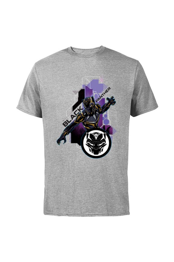 Black Panther Wakanda Tech Suit and Panther Mask Icon - Short Sleeve Cotton T-Shirt for Adults - Customized-Athletic Heather