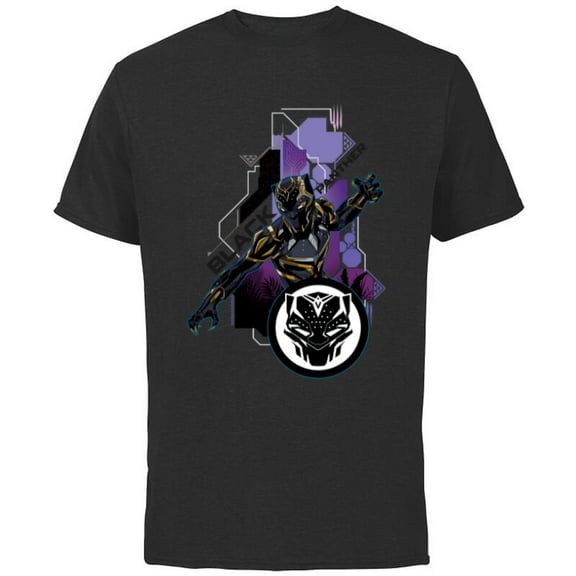 Marvel Black Panther Wakanda Tech Suit and Panther Mask Icon - Short Sleeve Cotton T-Shirt for Adults - Customized-Black
