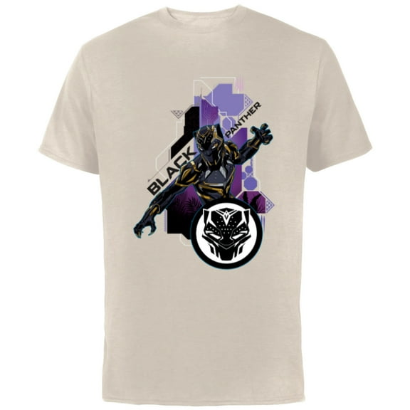Marvel Black Panther Wakanda Tech Suit and Panther Mask Icon - Short Sleeve Cotton T-Shirt for Adults - Customized-Natural