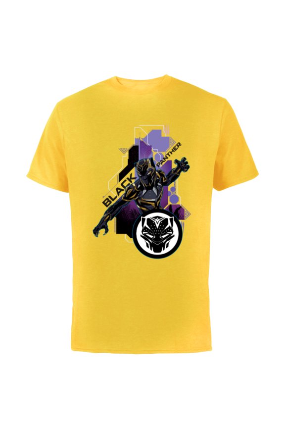 Black Panther Wakanda Tech Suit and Panther Mask Icon - Short Sleeve Cotton T-Shirt for Adults - Customized-Yellow
