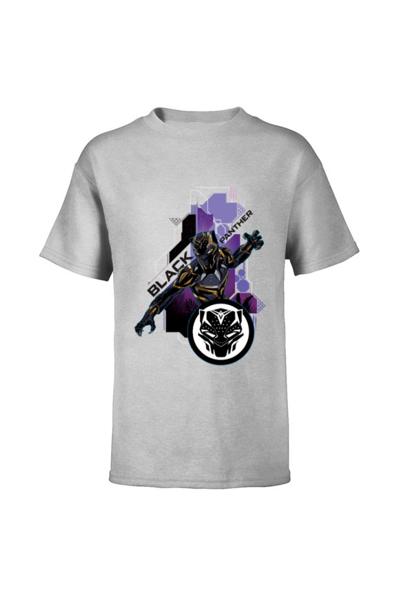 Black Panther Wakanda Tech Suit and Panther Mask Icon - Short Sleeve T-Shirt for Kids - Customized-Athletic Heather