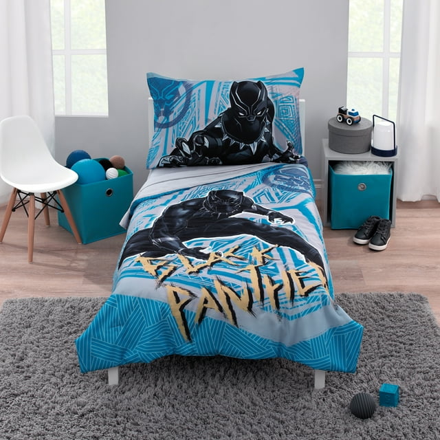 Marvel Black Panther Warrior King 4 Piece Toddler Bed Set