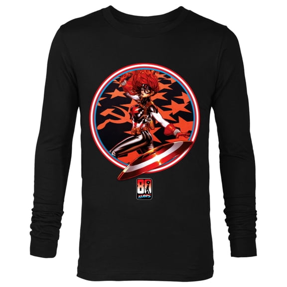 Marvel Black Widow Captain America 80th Anniversary Covers Standard - Long Sleeve T-Shirt for Men – Customized-Black