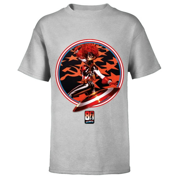 Marvel Black Widow Captain America 80th Anniversary Covers Standard - Short Sleeve T-Shirt for Kids – Customized-Athletic Heather