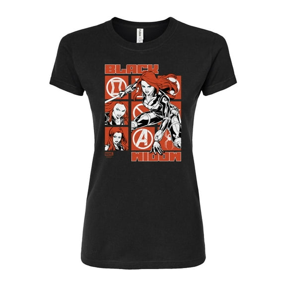 Marvel - Black Widow Grid - Juniors Fitted Graphic T-Shirt