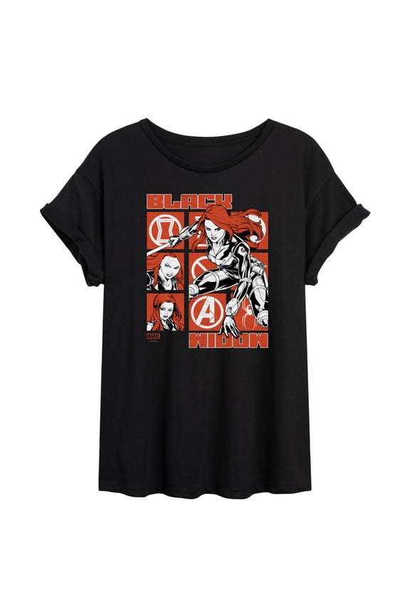 - Black Widow Grid - Women's Oversized Graphic T-Shirt