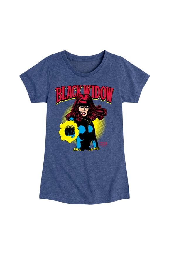 - Black Widow Logo - Toddler And Youth Girls Fitted Short Sleeve Graphic T-Shirt