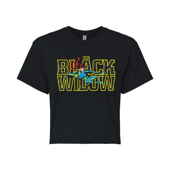 Marvel - Black Widow Type - Juniors Cropped Graphic T-Shirt