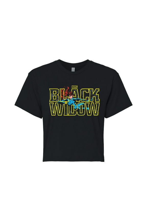- Black Widow Type - Juniors Cropped Graphic T-Shirt