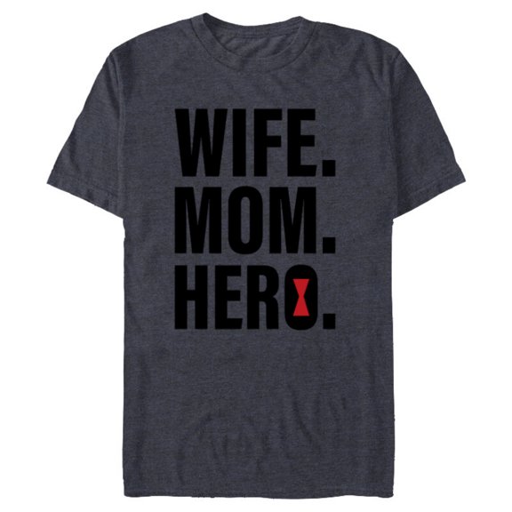 Marvel Black Widow Wife. Mom. Hero - Short Sleeve Blended T-Shirt for Adults - Customized-Navy Heather