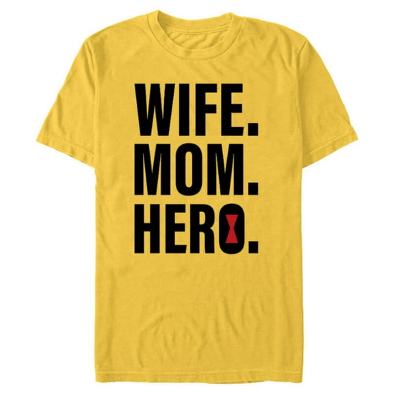 Marvel Black Widow Wife. Mom. Hero - Short Sleeve Blended T-Shirt for Adults - Customized-Yellow