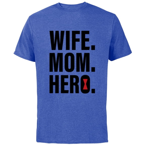 Marvel Black Widow Wife. Mom. Hero - Short Sleeve Cotton T-Shirt for Adults - Customized-Royal Heather